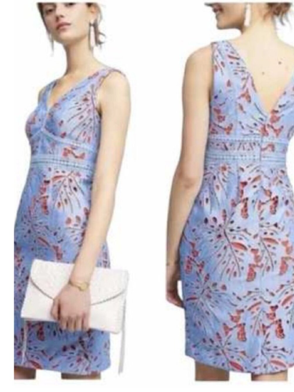 Anthropologie Maeve Light Blue & Orange Lace Dress Size 12